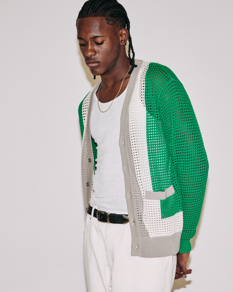 ANDERSON 60’S CARDIGAN GREEN MULTI | OBEY Clothing