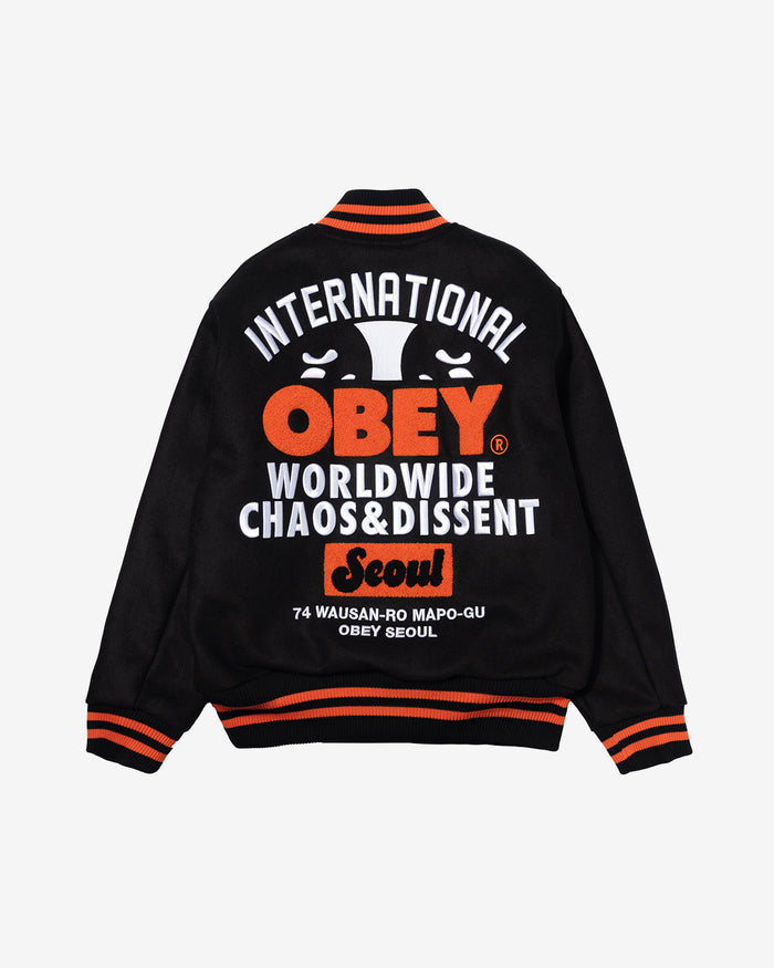 WORLDWIDE SEOUL VARSITY JACKET BLACK / ORANGE