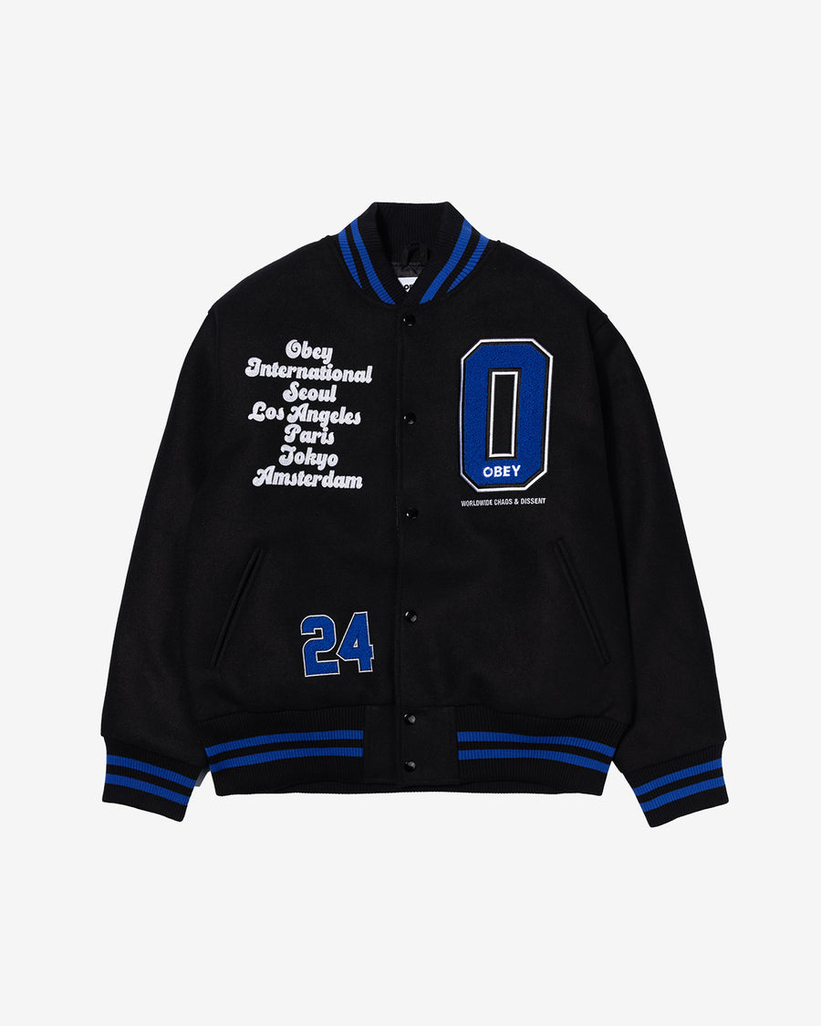 WORLDWIDE PARIS VARSITY JACKET BLACK / BLUE