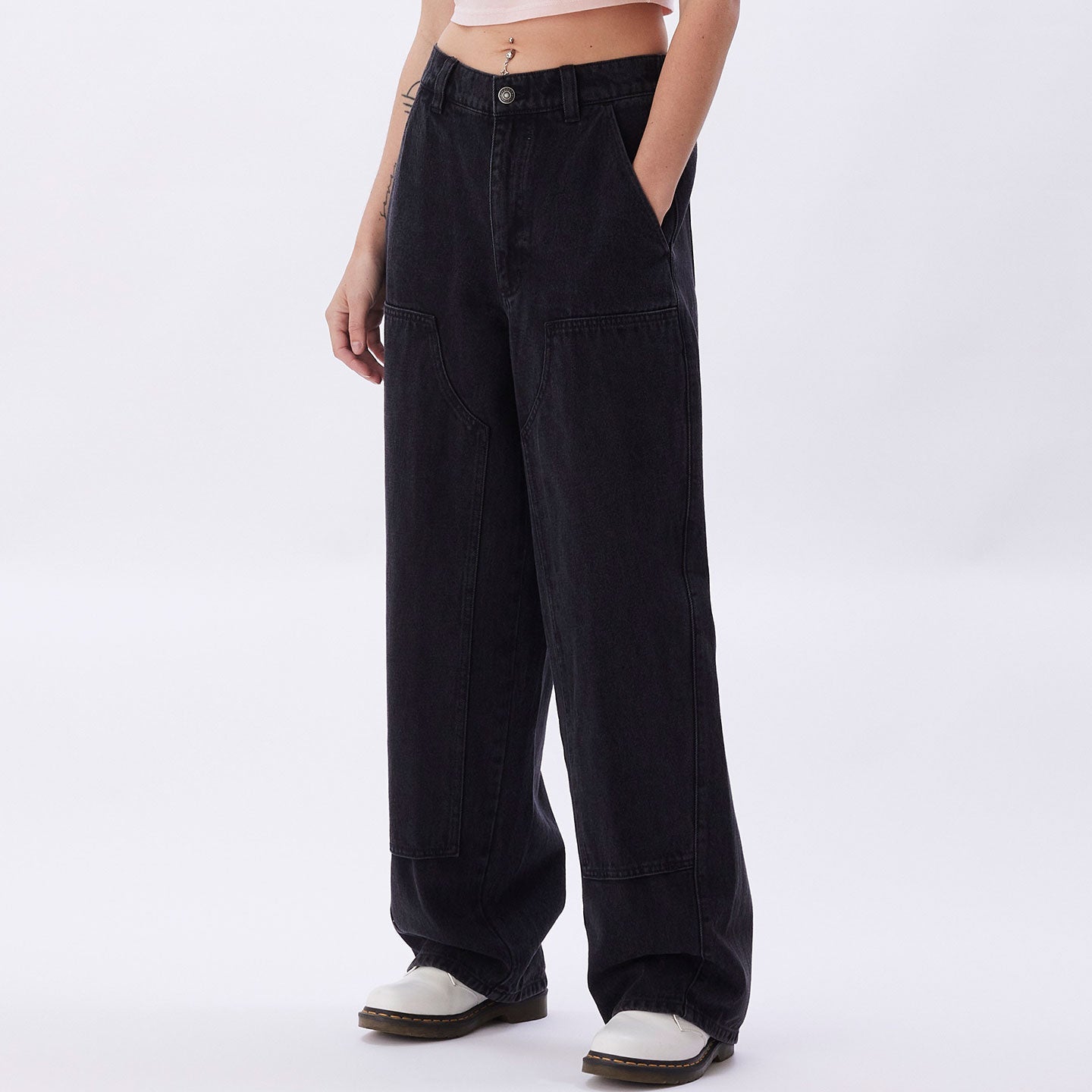 Elastic Waist Wide Leg Jeans Slant Pocket Loose Streetwear - Temu